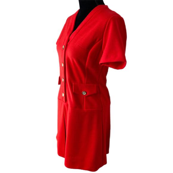 Vintage 60's Vicky Vaughn Junior Bright Red Drop Waist Dress - Junior's Size 11 - Picture 2 of 5